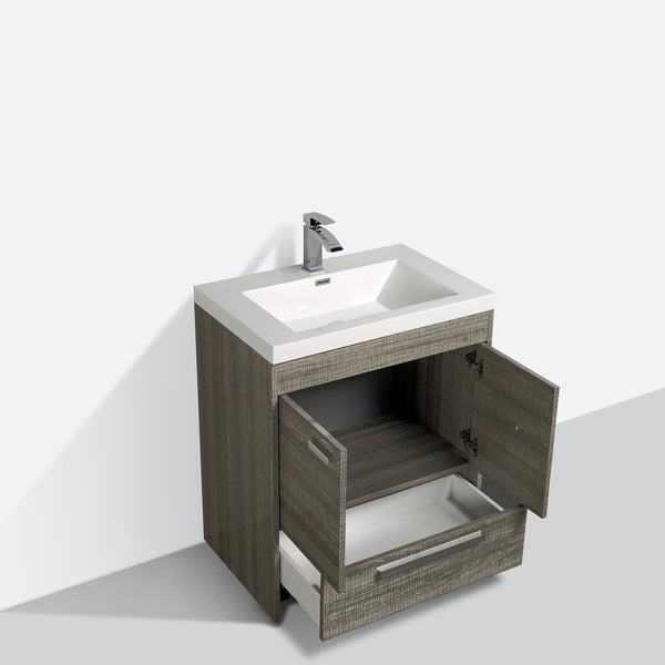 Eviva Lugano 30" Modern Bathroom Vanity with White Integrated Acrylic Sink - Luxe Bathroom Vanities Luxury Bathroom Fixtures Bathroom Furniture