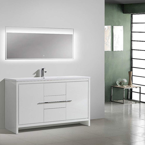 Eviva Grace 60 in. Bathroom Vanity with Single White Integrated Acrylic Countertop - Luxe Bathroom Vanities Luxury Bathroom Fixtures Bathroom Furniture
