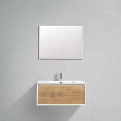 Eviva Vienna 36 in. Oak Wall Mount Bathroom Vanity with White Integrated Acrylic Sink - Luxe Bathroom Vanities Luxury Bathroom Fixtures Bathroom Furniture