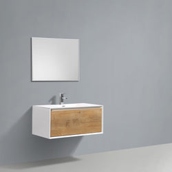 Eviva Vienna 36 in. Oak Wall Mount Bathroom Vanity with White Integrated Acrylic Sink - Luxe Bathroom Vanities Luxury Bathroom Fixtures Bathroom Furniture