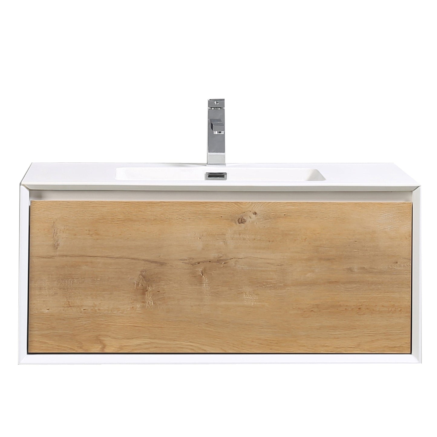 Eviva Vienna 36 in. Oak Wall Mount Bathroom Vanity with White Integrated Acrylic Sink - Luxe Bathroom Vanities Luxury Bathroom Fixtures Bathroom Furniture