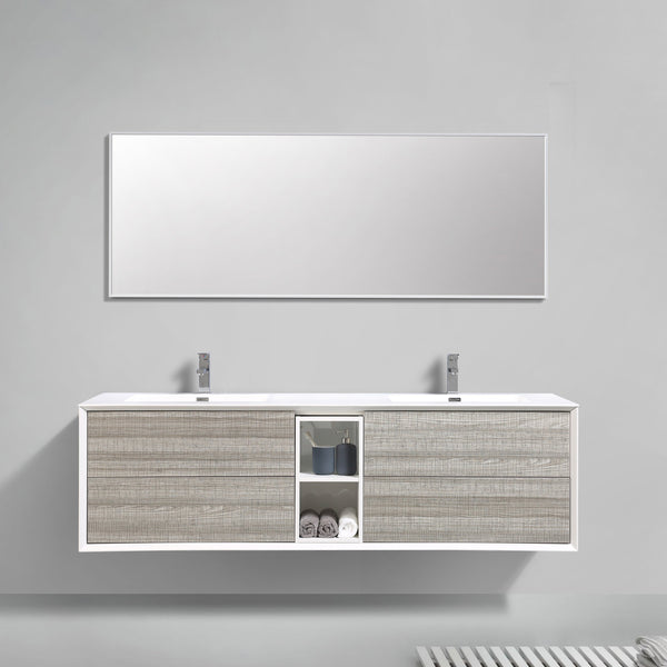 Eviva Vienna 75 in Wall Mount Bathroom Vanity with White Integrated Acrylic Sink - Luxe Bathroom Vanities Luxury Bathroom Fixtures Bathroom Furniture