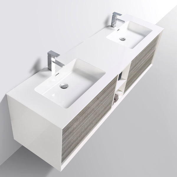 Eviva Vienna 75 in Wall Mount Bathroom Vanity with White Integrated Acrylic Sink - Luxe Bathroom Vanities Luxury Bathroom Fixtures Bathroom Furniture