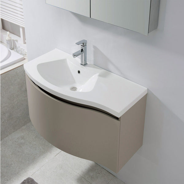 Eviva Sierra 40 in. Wall Mounted Bathroom Vanity in Fossil Gray with White Integrated Acrylic Countertop - Luxe Bathroom Vanities Luxury Bathroom Fixtures Bathroom Furniture