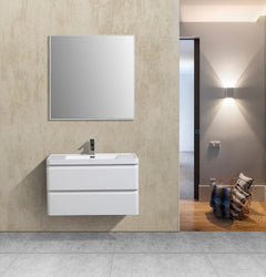 Eviva Glazzy 36" Wall Mount Modern Bathroom Vanity (High Glossy White) - Luxe Bathroom Vanities Luxury Bathroom Fixtures Bathroom Furniture