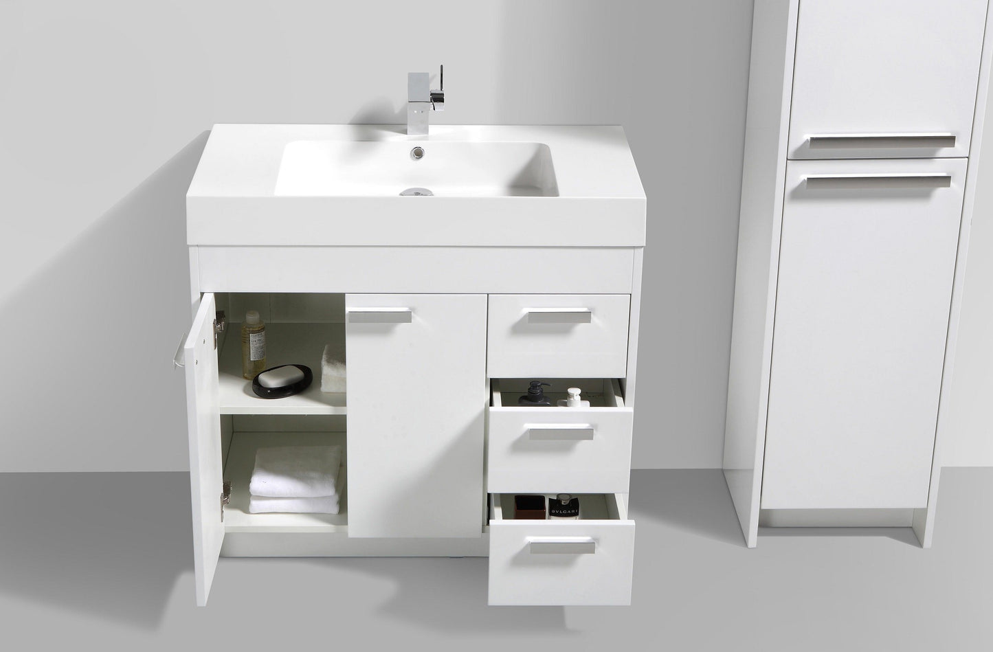 Eviva Lugano 36" Modern Bathroom Vanity with White Integrated Acrylic Sink - Luxe Bathroom Vanities Luxury Bathroom Fixtures Bathroom Furniture