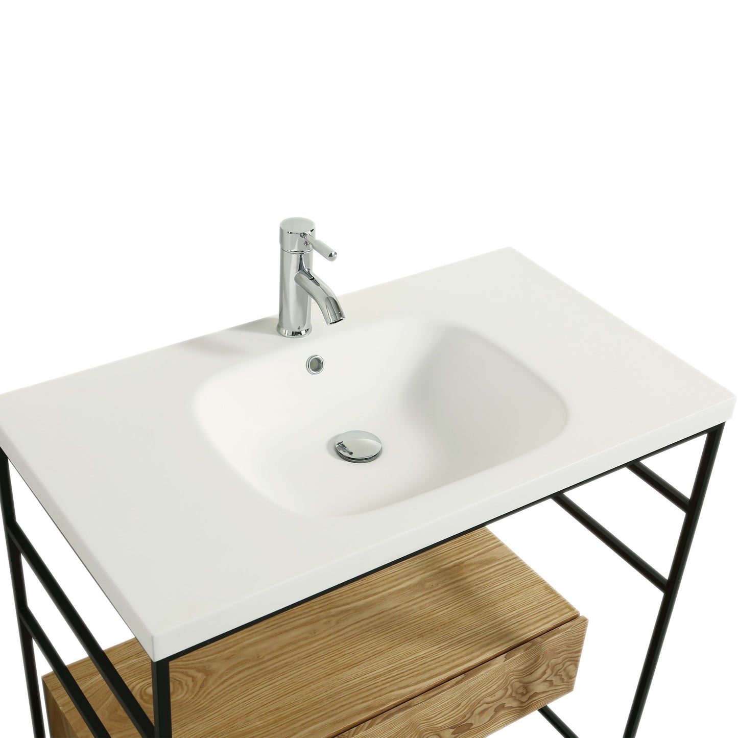 Eviva Lodge 36" Teak Bathroom Vanity with White Integrated Acrylic Sink - Luxe Bathroom Vanities Luxury Bathroom Fixtures Bathroom Furniture