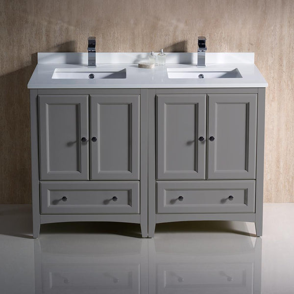 Fresca Oxford 48"  Traditional Double Sink Bathroom Cabinets w/ Top & Sinks - Luxe Bathroom Vanities