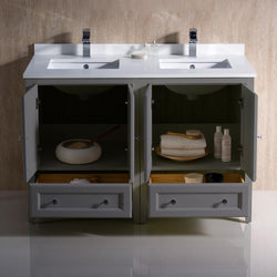 Fresca Oxford 48"  Traditional Double Sink Bathroom Cabinets w/ Top & Sinks - Luxe Bathroom Vanities