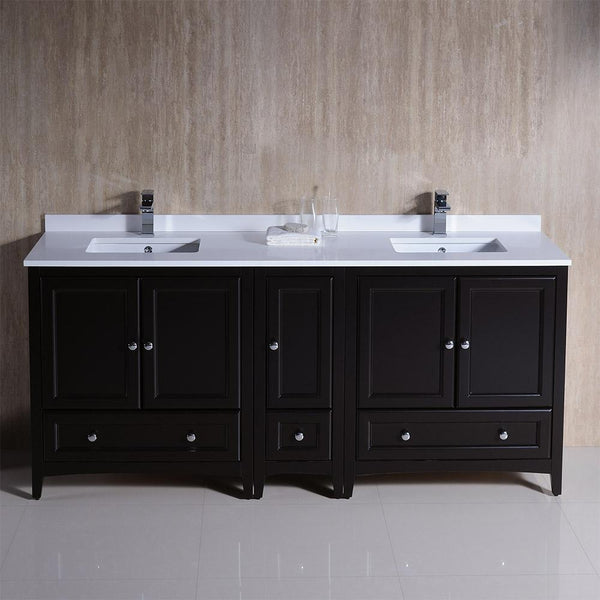 Fresca Oxford 72"  Traditional Double Sink Bathroom Cabinets w/ Top & Sinks - Luxe Bathroom Vanities