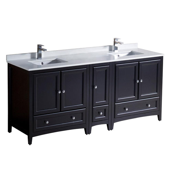 Fresca Oxford 72"  Traditional Double Sink Bathroom Cabinets w/ Top & Sinks - Luxe Bathroom Vanities