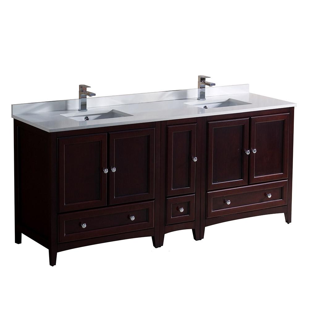 Fresca Oxford 72"  Traditional Double Sink Bathroom Cabinets w/ Top & Sinks - Luxe Bathroom Vanities