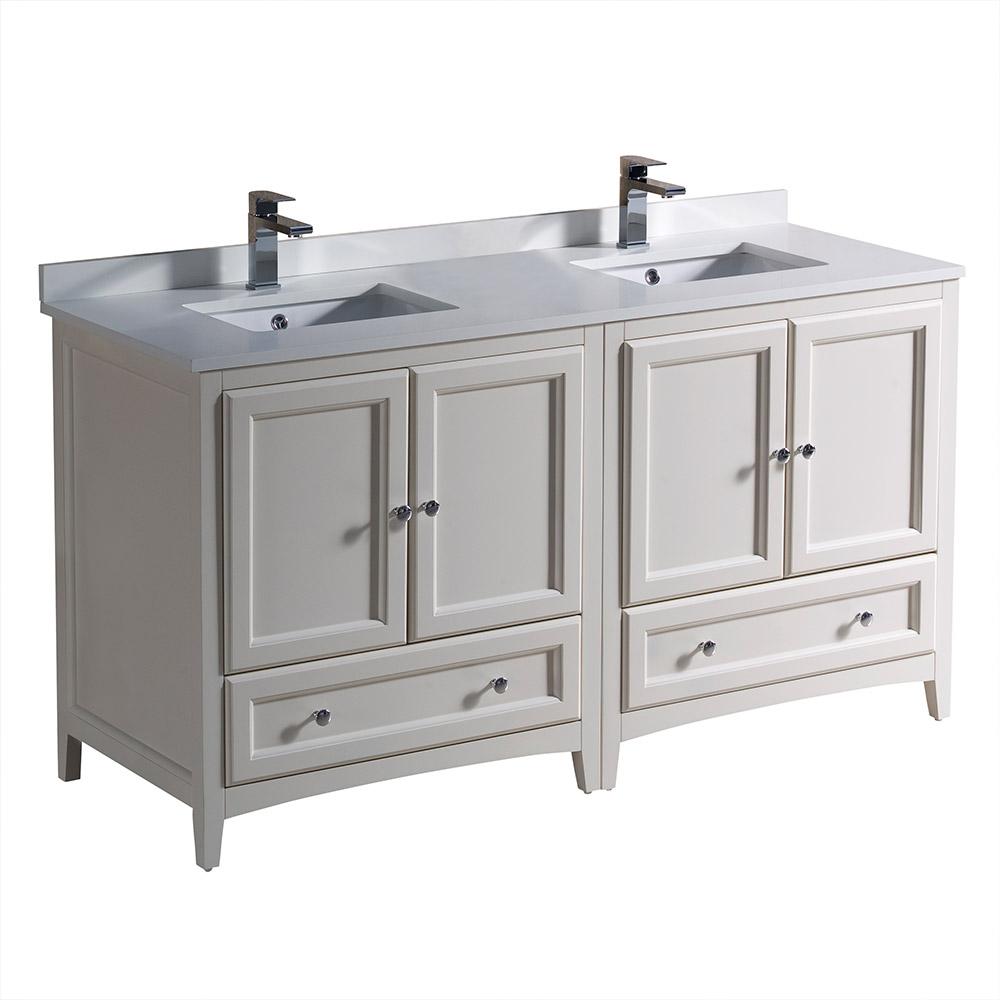 Fresca Oxford 60"  Traditional Double Sink Bathroom Cabinets w/ Top & Sinks - Luxe Bathroom Vanities