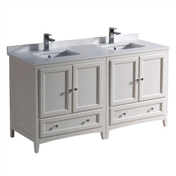 Fresca Oxford 60"  Traditional Double Sink Bathroom Cabinets w/ Top & Sinks - Luxe Bathroom Vanities