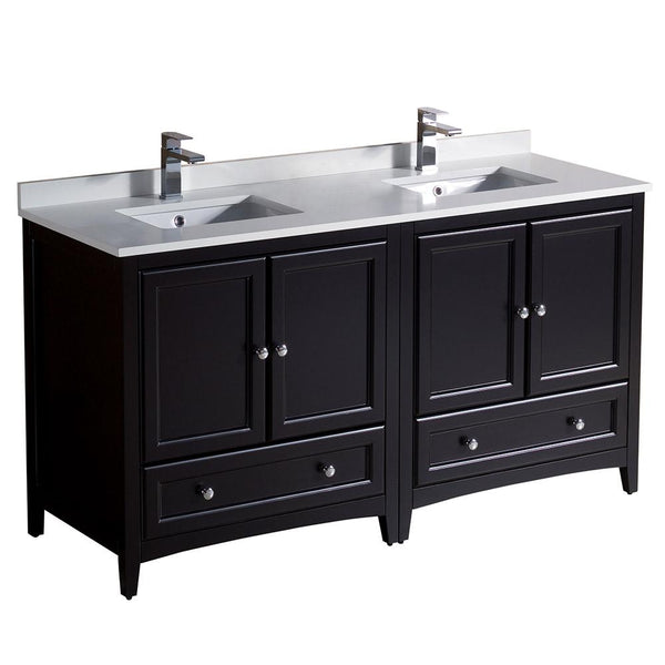 Fresca Oxford 60"  Traditional Double Sink Bathroom Cabinets w/ Top & Sinks - Luxe Bathroom Vanities