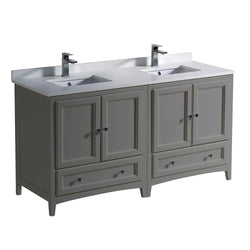 Fresca Oxford 60"  Traditional Double Sink Bathroom Cabinets w/ Top & Sinks - Luxe Bathroom Vanities