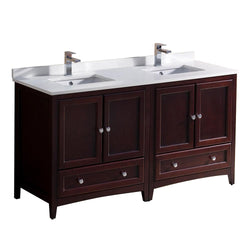 Fresca Oxford 60"  Traditional Double Sink Bathroom Cabinets w/ Top & Sinks - Luxe Bathroom Vanities