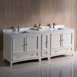 Fresca Oxford 84"  Traditional Double Sink Bathroom Cabinets w/ Top & Sinks - Luxe Bathroom Vanities
