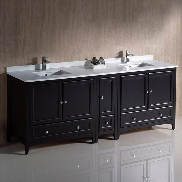 Fresca Oxford 84"  Traditional Double Sink Bathroom Cabinets w/ Top & Sinks - Luxe Bathroom Vanities