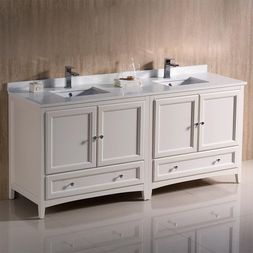 Fresca Oxford 72"  Traditional Double Sink Bathroom Cabinets w/ Top & Sinks - Luxe Bathroom Vanities