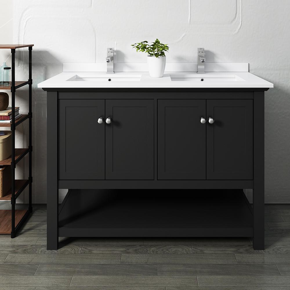 Fresca Manchester 48" Traditional Double Sink Bathroom Cabinet w/ Top & Sinks - Luxe Bathroom Vanities