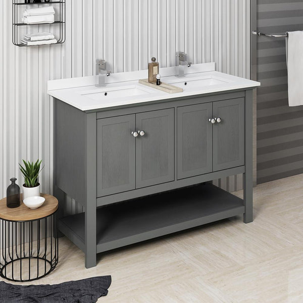 Fresca Manchester Regal 48" Traditional Double Sink Bathroom Cabinet w/ Top & Sinks - Luxe Bathroom Vanities