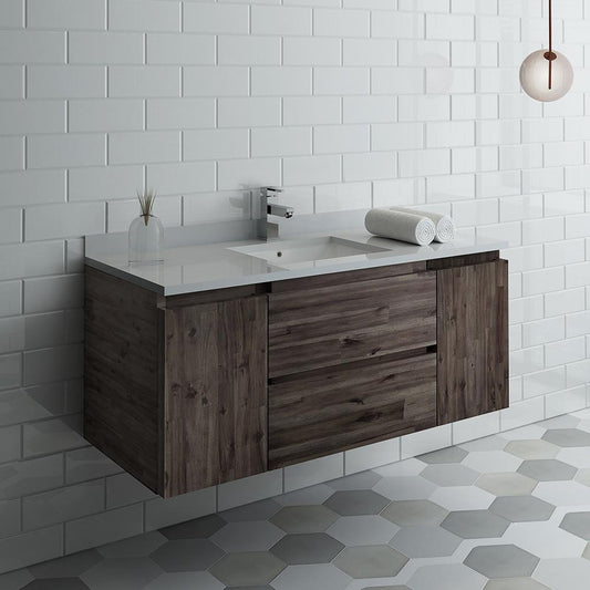 Fresca Formosa 48" Wall Hung Modern Bathroom Cabinet w/ Top & Sink - Luxe Bathroom Vanities