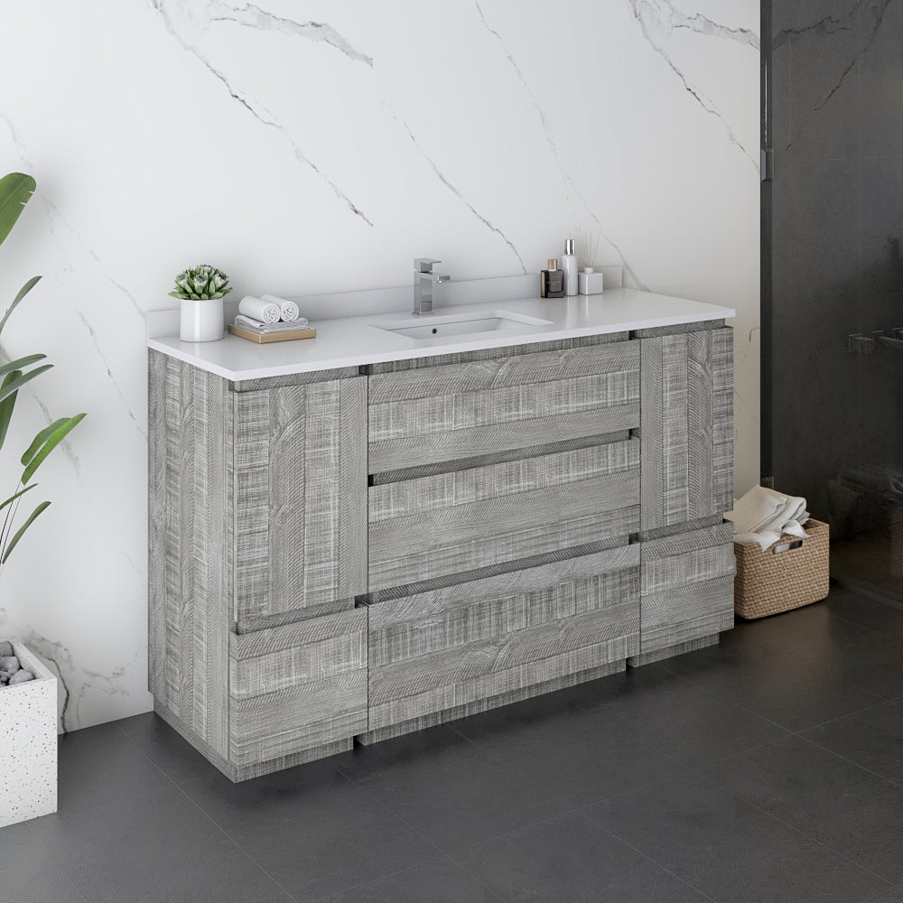 Fresca Formosa 54" Floor Standing Modern Bathroom Cabinet w/ Top & Sink - Luxe Bathroom Vanities