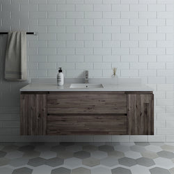 Fresca Formosa 59" Wall Hung Single Sink Modern Bathroom Cabinet - Luxe Bathroom Vanities Luxury Bathroom Fixtures Bathroom Furniture