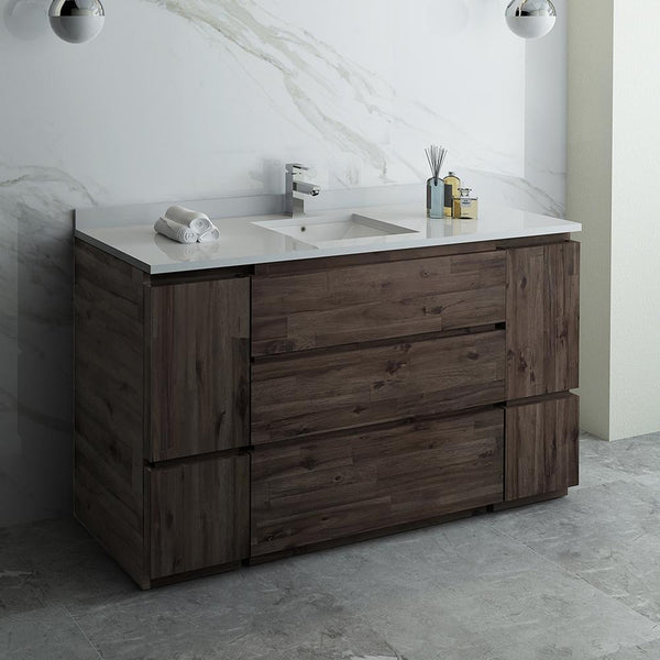 Fresca Formosa 60" Floor Standing Single Sink Modern Bathroom Cabinet w/ Top & Sink - Luxe Bathroom Vanities