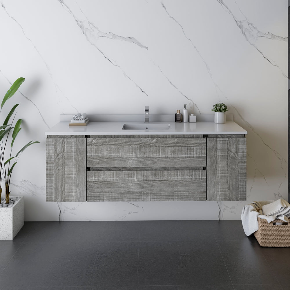 Fresca Formosa 59" Wall Hung Single Sink Modern Bathroom Cabinet - Luxe Bathroom Vanities