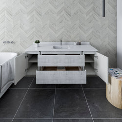 Fresca Formosa 60" Wall Hung Single Sink Modern Bathroom Cabinet w/ Top & Sink - Luxe Bathroom Vanities