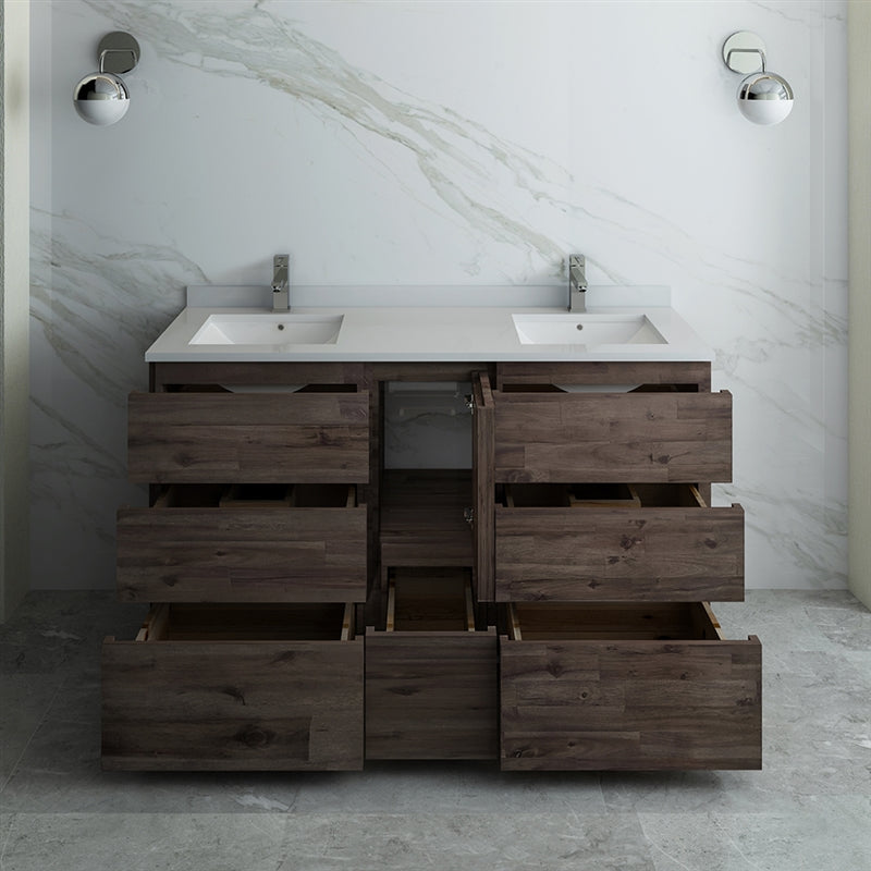 Fresca Formosa 58" Floor Standing Double Sink Modern Bathroom Cabinet - Luxe Bathroom Vanities Luxury Bathroom Fixtures Bathroom Furniture
