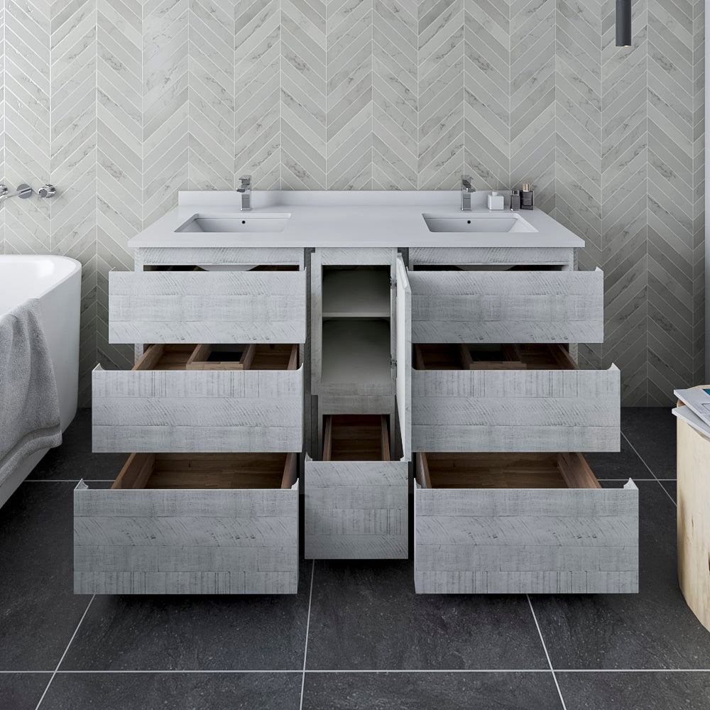 Fresca Formosa 58" Floor Standing Double Sink Modern Bathroom Cabinet - Luxe Bathroom Vanities