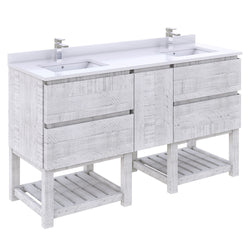 Fresca Formosa 58" Floor Standing Open Bottom Double Sink Modern Bathroom Cabinet - Luxe Bathroom Vanities