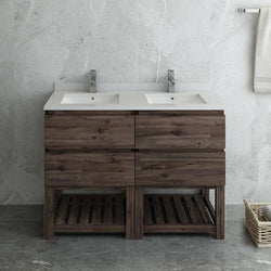 Fresca Formosa 48" Floor Standing Open Bottom Double Sink Modern Bathroom Cabinet w/ Top & Sinks - Luxe Bathroom Vanities