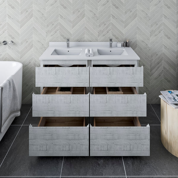 Fresca Formosa 48" Floor Standing Double Sink Modern Bathroom Cabinet w/ Top & Sinks - Luxe Bathroom Vanities