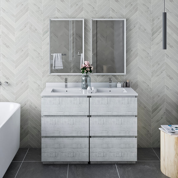 Fresca Formosa 46" Floor Standing Double Sink Modern Bathroom Cabinet - Luxe Bathroom Vanities