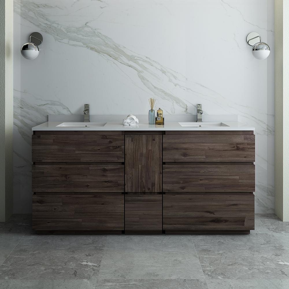 Fresca Formosa 72" Floor Standing Double Sink Modern Bathroom Cabinet w/ Top & Sinks - Luxe Bathroom Vanities