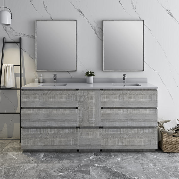 Fresca Formosa 70" Floor Standing Double Sink Modern Bathroom Cabinet - Luxe Bathroom Vanities