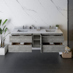 Fresca Formosa 70" Wall Hung Double Sink Modern Bathroom Cabinet - Luxe Bathroom Vanities