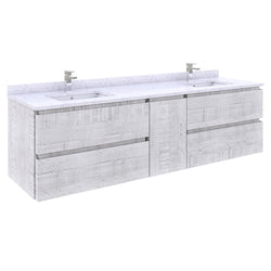 Fresca Formosa 72" Wall Hung Double Sink Modern Bathroom Cabinet w/ Top & Sinks - Luxe Bathroom Vanities