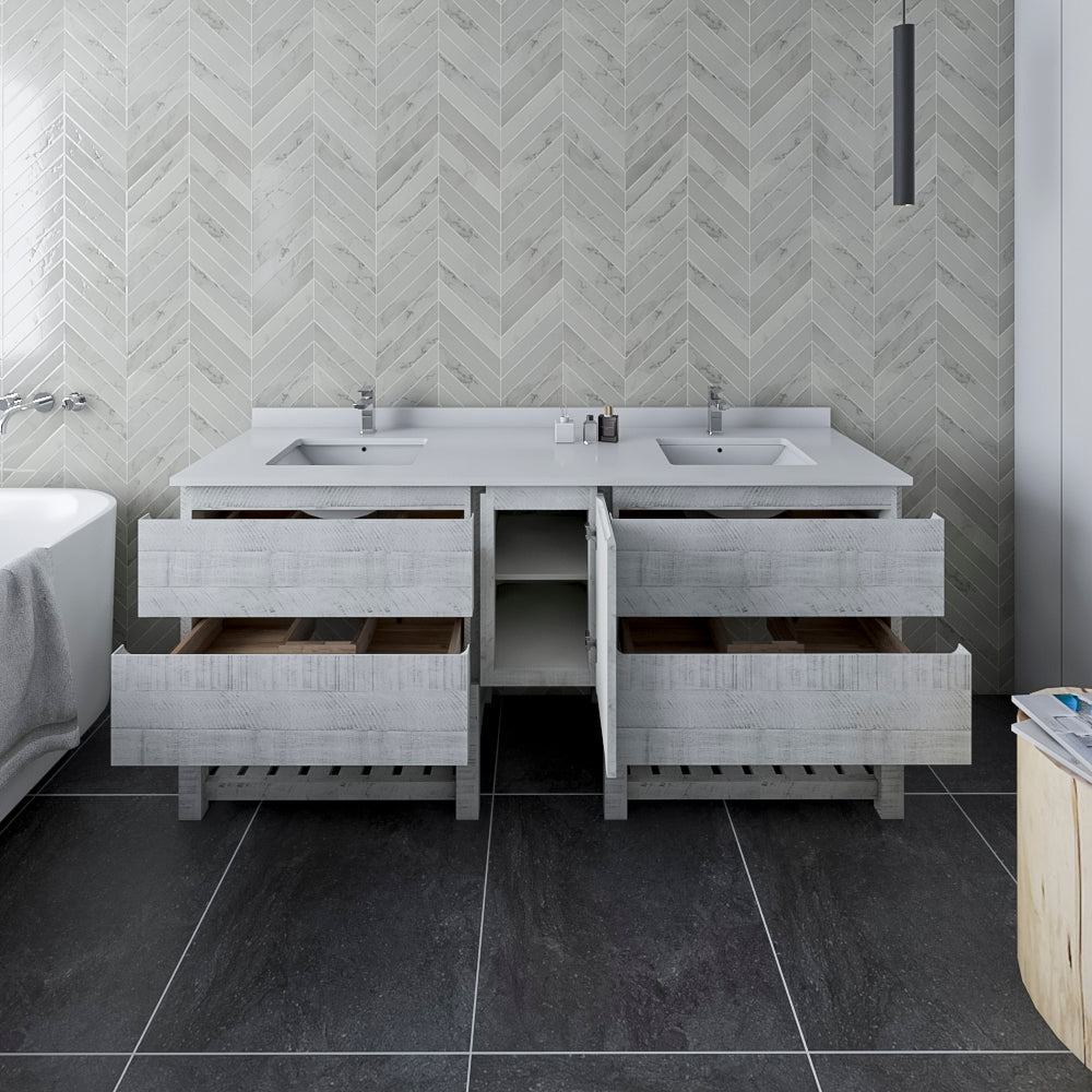 Fresca Formosa 70" Floor Standing Open Bottom Double Sink Modern Bathroom Cabinet - Luxe Bathroom Vanities