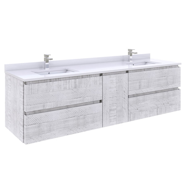 Fresca Formosa 70" Wall Hung Double Sink Modern Bathroom Cabinet - Luxe Bathroom Vanities