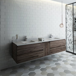Fresca Formosa 82" Wall Hung Double Sink Modern Bathroom Cabinet - Luxe Bathroom Vanities Luxury Bathroom Fixtures Bathroom Furniture