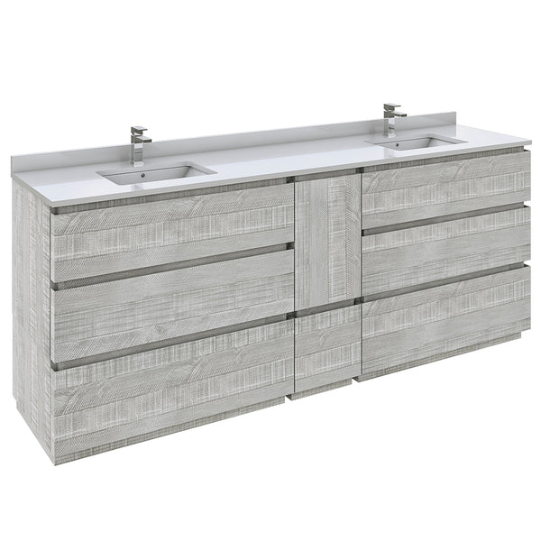 Fresca Formosa 84" Floor Standing Double Sink Modern Bathroom Cabinet w/ Top & Sinks - Luxe Bathroom Vanities