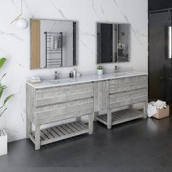 Fresca Formosa 84" Floor Standing Open Bottom Double Sink Modern Bathroom Cabinet w/ Top & Sinks - Luxe Bathroom Vanities