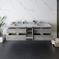 Fresca Formosa 82" Wall Hung Double Sink Modern Bathroom Cabinet - Luxe Bathroom Vanities