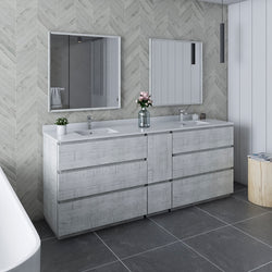 Fresca Formosa 84" Floor Standing Double Sink Modern Bathroom Cabinet w/ Top & Sinks - Luxe Bathroom Vanities
