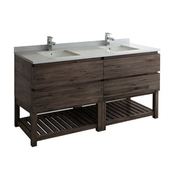 Fresca Formosa 72" Floor Standing Open Bottom Double Sink Modern Bathroom Cabinet w/ Top & Sinks - Luxe Bathroom Vanities